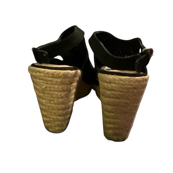 Refresh Women's Laser-Cut Slingback Espadrilles Wedge Sandals Size 8 Black NWOT - Picture 5 of 7